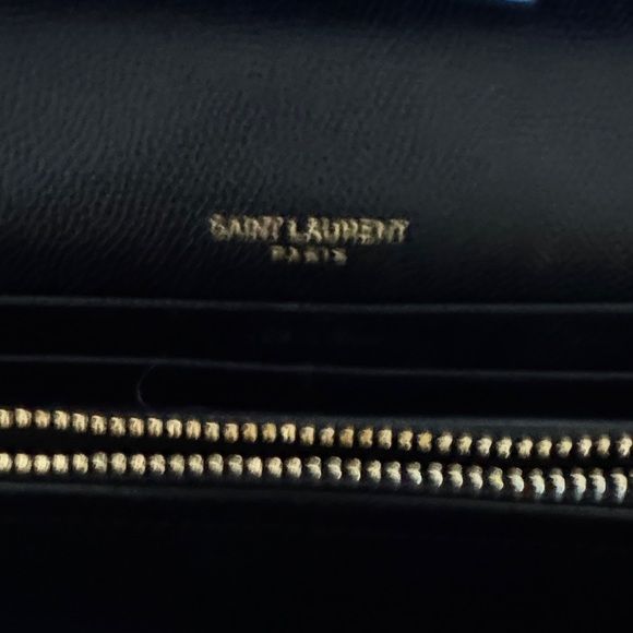 Yves Saint Laurent Black Clutch with Gold Chain - Picture 3 of 11
